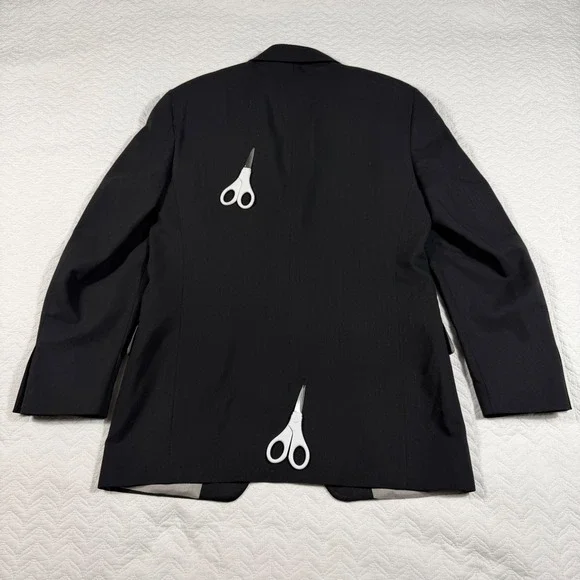 Vtg MONSIEUR GIVENCHY Black Wool‎ Blazer Jacket Men 38R USA Union Made 1 Button